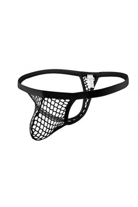 Papapai String sexy pour homme avec dos en T - String pour homme - String transparent - Taille basse - Noir - Medium