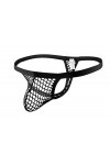 Papapai String sexy pour homme avec dos en T - String pour homme - String transparent - Taille basse - Noir - Medium