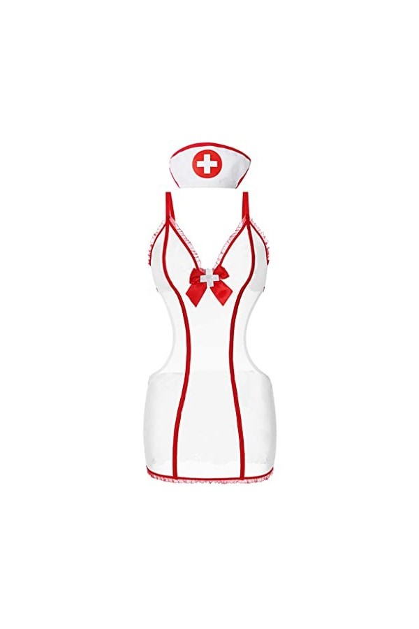 Costume femmes Cosplay infirmière uniforme Lingerie nuisette ensemble infirmière vêtements de nuit pour jeu de rôle Mini robe