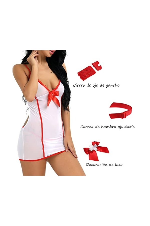 Costume femmes Cosplay infirmière uniforme Lingerie nuisette ensemble infirmière vêtements de nuit pour jeu de rôle Mini robe