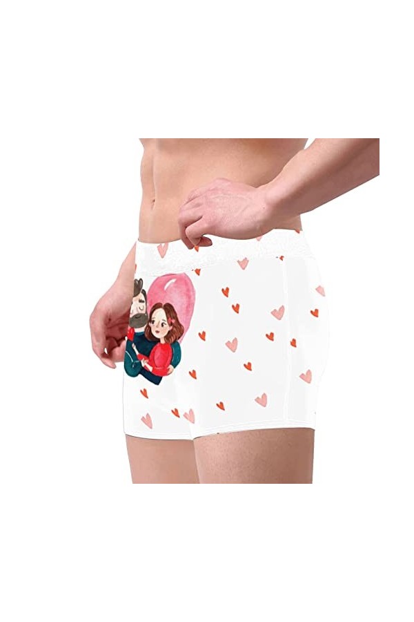 DUHGBNE Femmes et Hommes Saint Valentin Imprimé Grande Taille Boxer Caleçon Taille Haute Taille Sous-vêtements Physiologiques