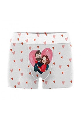 DUHGBNE Femmes et Hommes Saint Valentin Imprimé Grande Taille Boxer Caleçon Taille Haute Taille Sous-vêtements Physiologiques