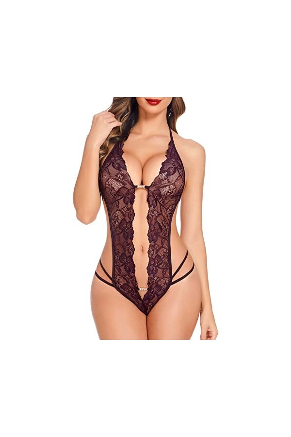 Fulidngzg Nuisette sexy pour femme - Lingerie sexy - Courbée - Lingerie érotique - Tenue en dentelle SM - Sous-vêtements - Nu