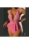 Fulidngzg Body sexy érotique pour femme - Grandes tailles - Lingerie transparente - Lingerie sexy - Nuisette érotique - En ré
