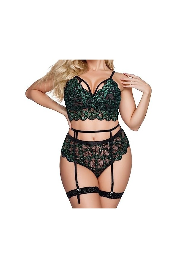 Zannycn Ensemble de lingerie sexy pour femme - Soutien-gorge et culotte - Ensemble de sous-vêtements érotiques - Lingerie éro