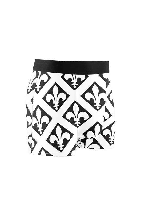 ODAWA Boxer pour homme avec ceinture couverte - Sous-vêtements respirants et extensibles, Motif fleur de lys croisée, Medium