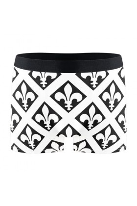 ODAWA Boxer pour homme avec ceinture couverte - Sous-vêtements respirants et extensibles, Motif fleur de lys croisée, Medium
