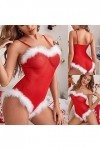 Fulidngzg Costumes érotiques pour femme sexy sous-vêtements sexy body potelés dentelle lingerie lingerie Noël Teddy lingerie 