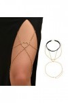 Greabuy Chaîne Jambe Rock Jarretière Multicouche Coeur Creux Chaîne Cuisse Élastique Chaîne Corps Bijoux Discothèque Fête pou