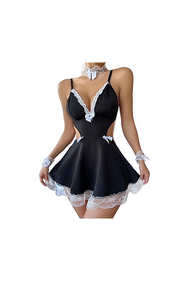LKRSEEF Coquin Dress Femme Pute Sexy Jeu Outfit Ménage Babydoll Maid Costume Coquine Hot Sailor Soubrette Bunny Girl Robe Sou
