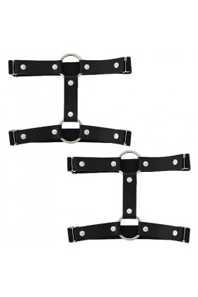 2Pcs Jarretières Réglables, Gothique Double Rangée Élastique Punk Cuisse Anneau Jarretière Jambe Jarretière Bretelle Jambe An