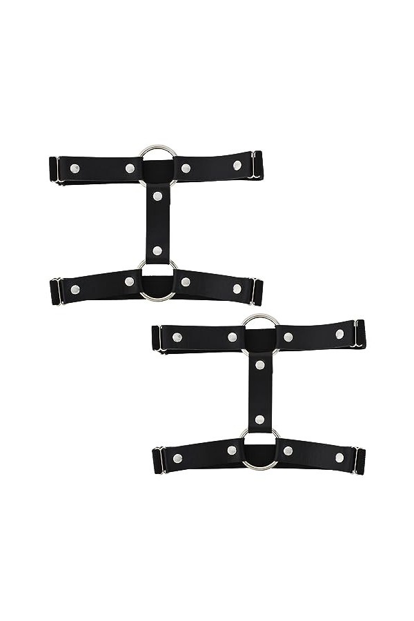2Pcs Jarretières Réglables, Gothique Double Rangée Élastique Punk Cuisse Anneau Jarretière Jambe Jarretière Bretelle Jambe An