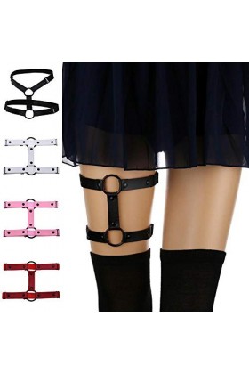 Lot de 1 élégant porte-jarretelles élastique en cuir punk gothique