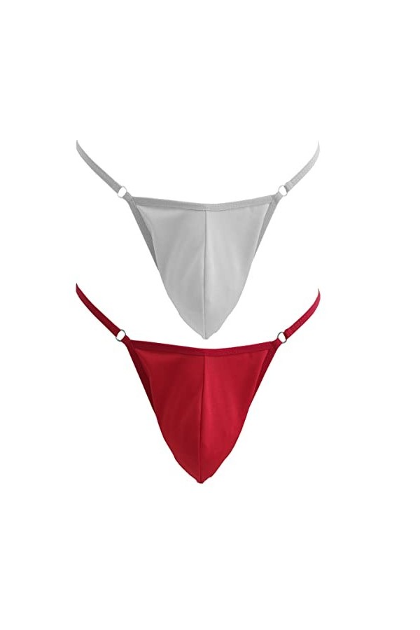 VemeFufu Homme String Jockstrap Taille Unique Couleur Rouge+Blanc NeiKu-DingziX-Hong+Bai 
