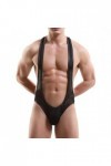 Générique sous-vêtements pour Hommes Gilet Une pièce Extensible Uniforme de Lutte Triangle Creux String Justaucorps Noir,S 