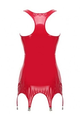 JanJean Robe Moulante Courte Sexy Femme Bodycon Robe en Similicuir Wetlook Robe Hanche Seins Ouvert Erotique Mini Robe Dress 