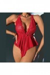 Fulidngzg Body sexy érotique pour femme - Grandes tailles - Lingerie transparente - Lingerie sexy - Nuisette érotique - En ré