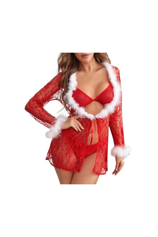 Lingerie sexy de Noël - Lingerie sexy pour femme - Dentelle - Soutien-gorge érotique - Ensemble de lingerie sexy - Soutien-go