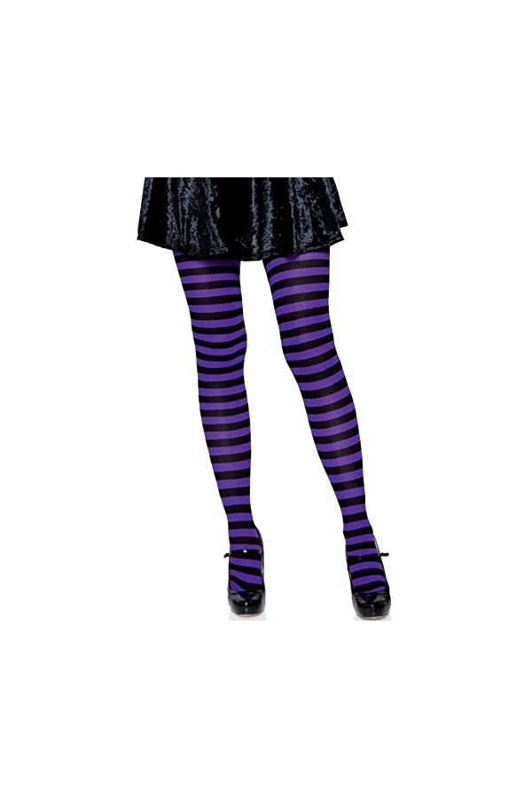 Leg Avenue en Nylon Motif à Rayures pour Femme Noir/Violet 