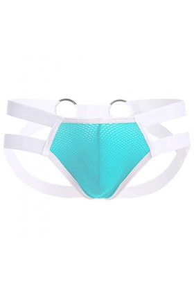 Jockstrap String pour homme avec bague Sexy Sous-vêtements Hommes String Sous-vêtements Thong Slip Jock Strap Lingerie, bleu,