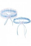 2 Pièces Porte-Jarretelles en Dentelle Bleue Jarretière de Mariage Nuptial