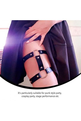 Holibanna Jarretière Punk Punk Cuisse Anneau Alliage Cuir Réglable Gothique Porte-Jarretelles Harnais Élastique Anneau de Jam