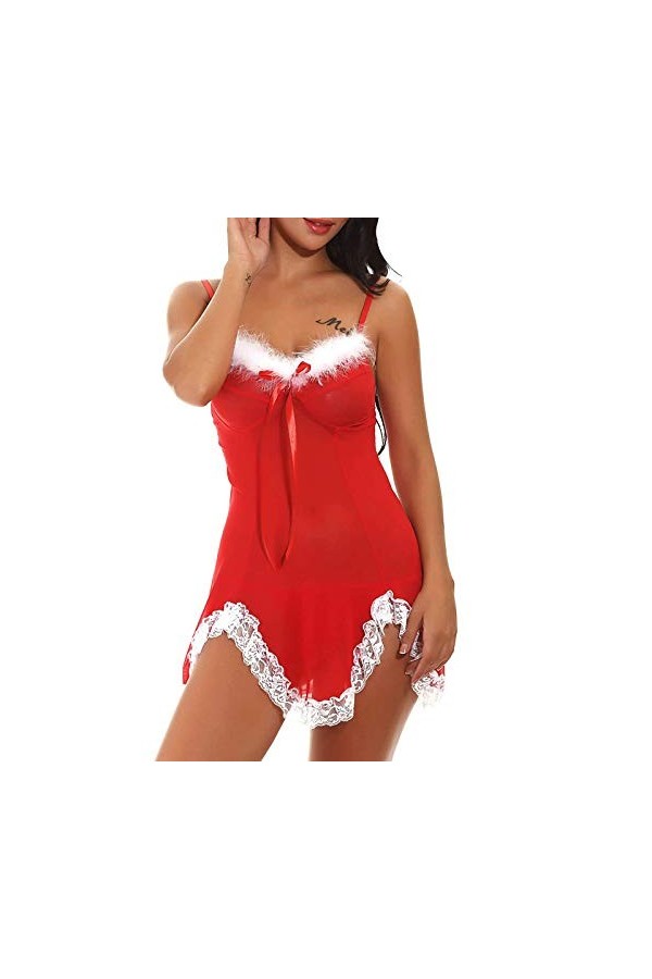 Fulidngzg Costume sexy pour femme - Robe de Noël - Grandes tailles - Lingerie érotique XXL - Robe de Noël - Lingerie mignonne