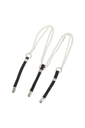 Ranuw Bretelles pour Filles Femmes Élastique Réglable en Forme Y Lourd Perle Pantalons Clips Jarretelles Costume Porte-Jarret