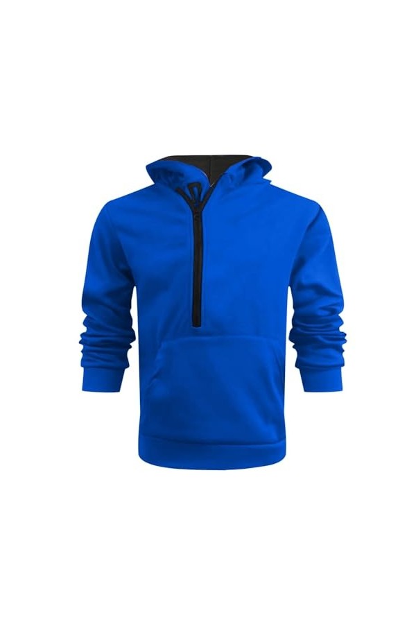 Sweat à capuche pour homme Demi-fermeture éclair Loisirs T-shirt à manches longues grandes tailles Sweat-shirt à capuche pour
