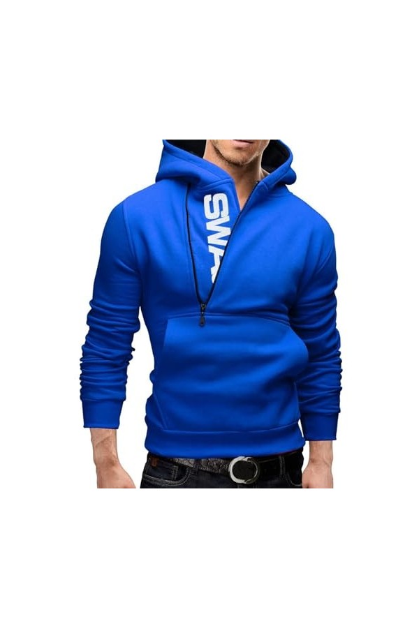 Sweat à capuche pour homme Demi-fermeture éclair Loisirs T-shirt à manches longues grandes tailles Sweat-shirt à capuche pour