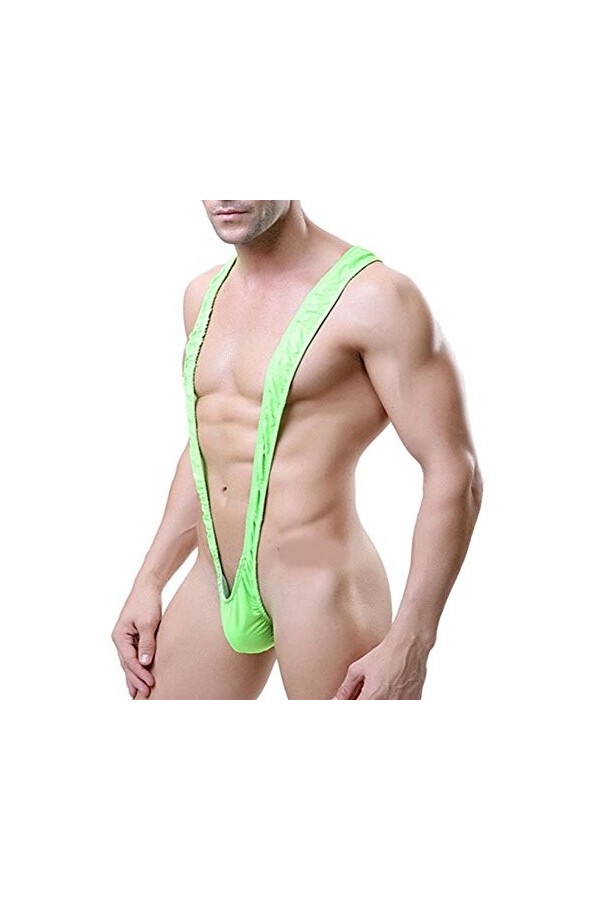 JINM Homme Mankini Maillot de Bain Borat Body String Porte-Jarretelles Forme en V Pyjama Costume Lingerie Sexy Fun sous-vêtem