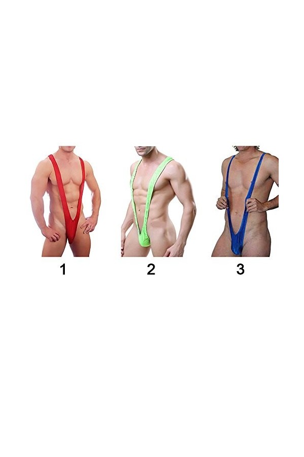 JINM Homme Mankini Maillot de Bain Borat Body String Porte-Jarretelles Forme en V Pyjama Costume Lingerie Sexy Fun sous-vêtem