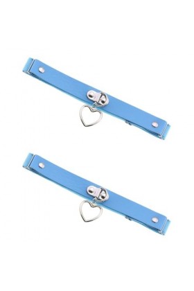 DOKLY Lot de 2 porte-jarretelles élastiques en cuir avec pendentif en forme de cœur punk rock pour femme