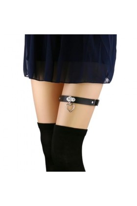 DOKLY Lot de 2 porte-jarretelles élastiques en cuir avec pendentif en forme de cœur punk rock pour femme