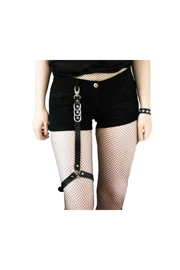 DOKLY Anneau de cuisse réglable en cuir punk rock pour femme, porte-jarretelles gothique, hip-hop, boîte de nuit, barre, anne