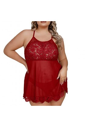 Nuisette Sexy Femme Dentelle Soutien-Gorge en résille Ensemble de sous-vêtements Sexy Pyjamas Sexy Européens et Grande Taille