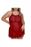Nuisette Sexy Femme Dentelle Soutien-Gorge en résille Ensemble de sous-vêtements Sexy Pyjamas Sexy Européens et Grande Taille