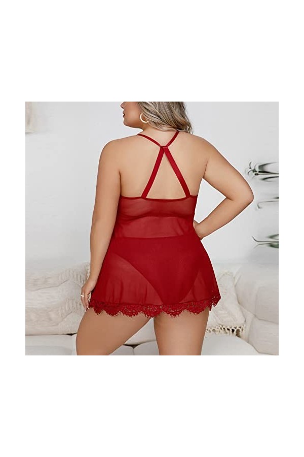 Nuisette Sexy Femme Dentelle Soutien-Gorge en résille Ensemble de sous-vêtements Sexy Pyjamas Sexy Européens et Grande Taille
