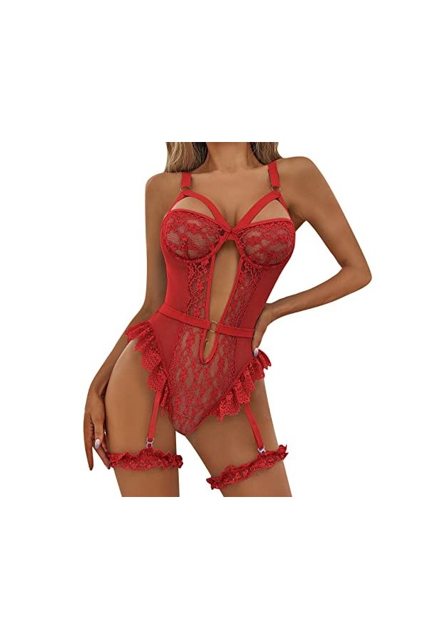 liaddkv Sous-vêtements sexy en dentelle pour femme - Combinaison sexy - Combinaison en dentelle - Sous-vêtements sexy - Une p