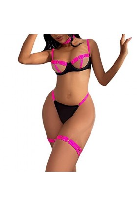 liaddkv Sous-vêtements sexy pour femme - Ensemble de 4 pièces - String à perles sexy, Rose, M