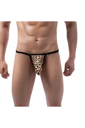 WSZJLN String Sexy pour Hommes G String Bulge Penis Pouch Culottes sous-vêtements Bikini Slip Camouflage Imprimé Léopard Ling