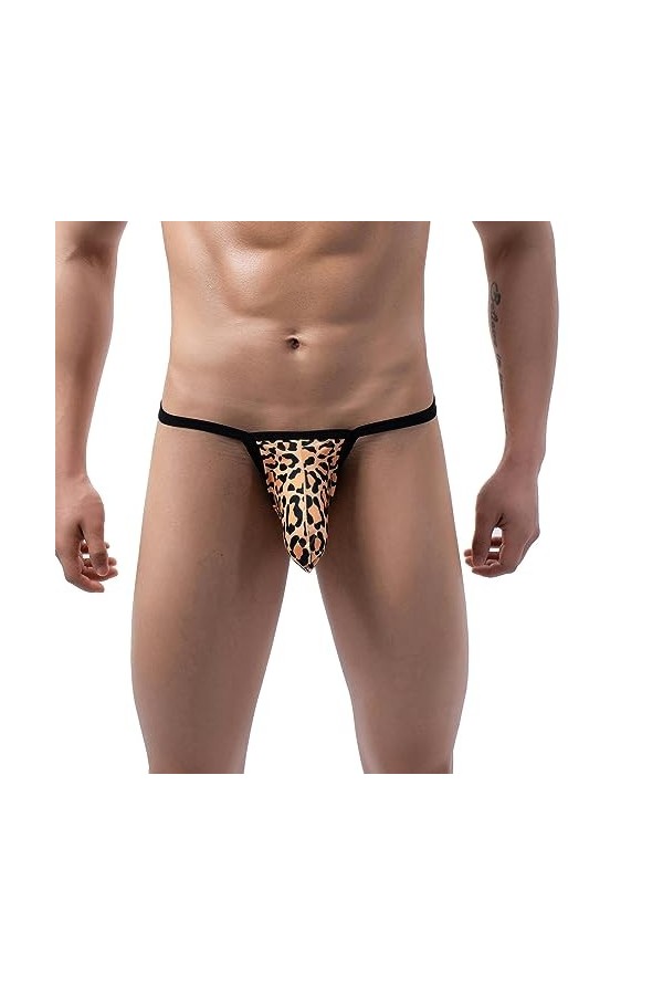 WSZJLN String Sexy pour Hommes G String Bulge Penis Pouch Culottes sous-vêtements Bikini Slip Camouflage Imprimé Léopard Ling