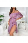 PTLLEND Combinaison Pyjama Sexy Femme Robe de Pyjama Sexy en Dentelle pour Femme Lingerie Sexy Vert Purple, S 