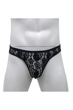 WSZJLN String en Dentelle pour Homme, sous-vêtements Sexy Transparents, String G, Lingerie Transparente, Culotte t-Back, Blan