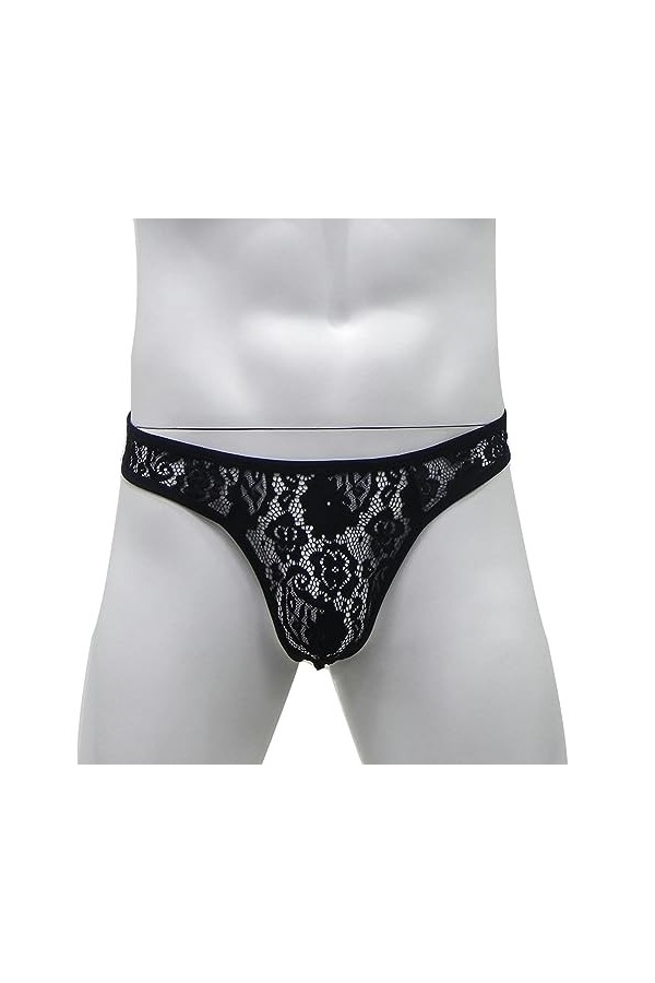 WSZJLN String en Dentelle pour Homme, sous-vêtements Sexy Transparents, String G, Lingerie Transparente, Culotte t-Back, Blan