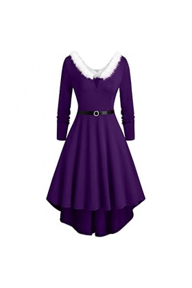 Nouvelle robe longue de Noël pour femmesDeep VWedding Robe de mode une épaule froncée, violet, XXL