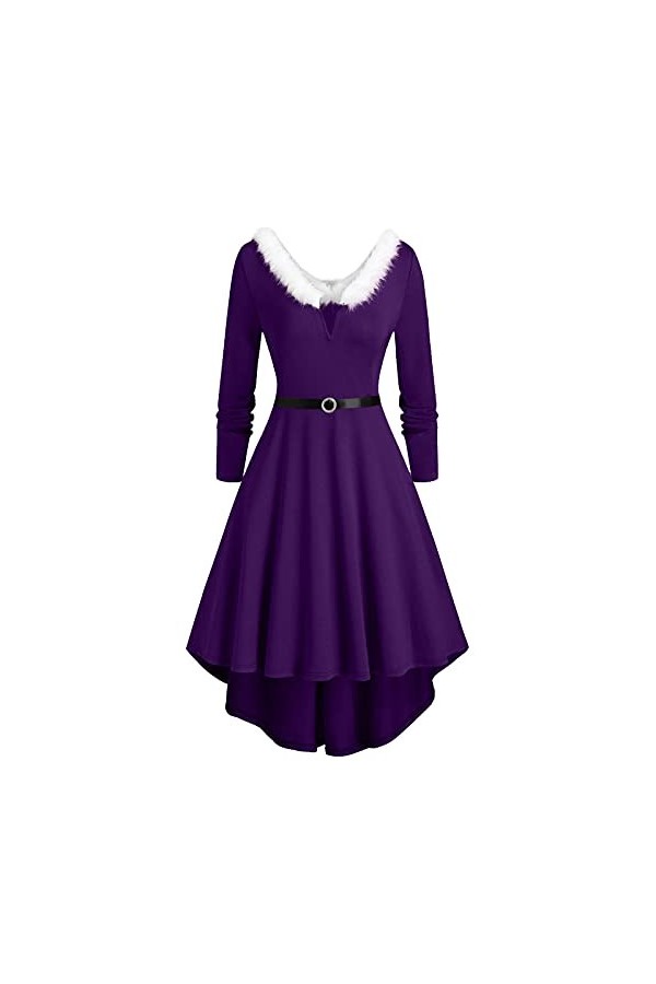 Nouvelle robe longue de Noël pour femmesDeep VWedding Robe de mode une épaule froncée, violet, XXL