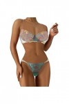 Lingerie Femme Sexy Ensemble Homme Sexy Hot y*2k Femmes Sexy Dentelle Florale Couleur Assortie avec Anneau en Acier Soutien-G