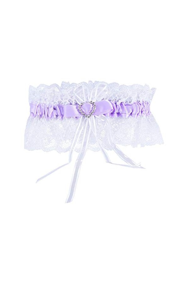 Amosfun Jarretières de Mariée Ceintures Élastique en Forme de Coeur Dentelle Strass Floral Jambe Bande Ensemble pour La Fête 