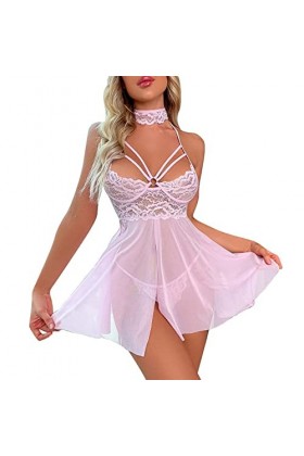 Lingerie Femme Sexy Ensemble Homme Sexy Hot y*2*k Femmes Sexy Lingerie Bretelles Licou Cou Chemise de Nuit Sexy Dos Maison vê